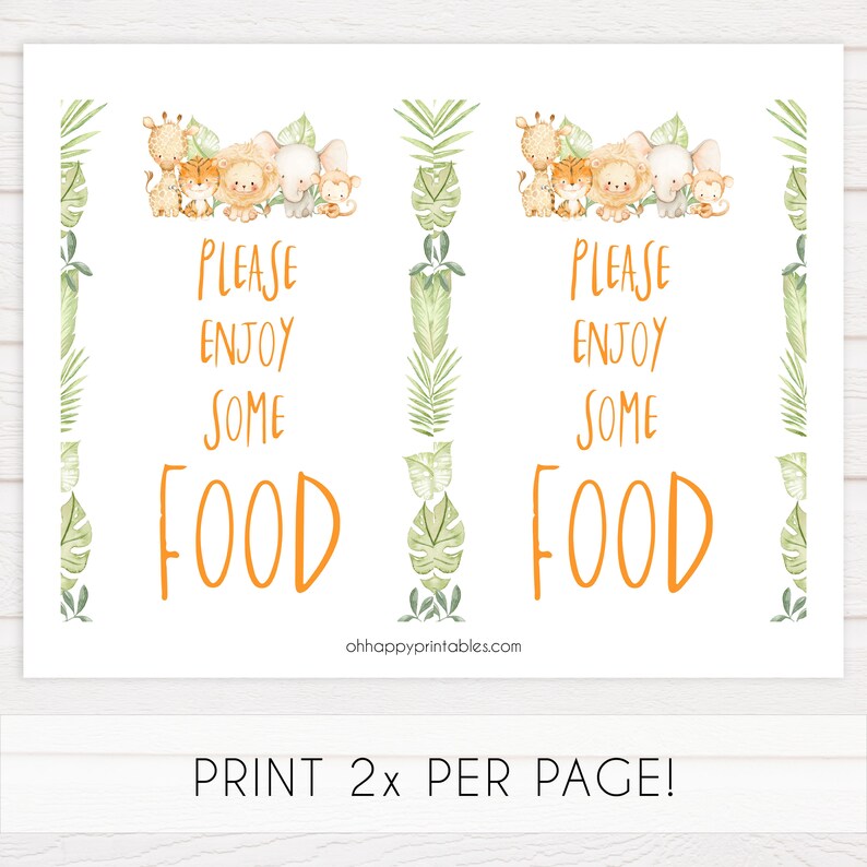 Food Baby Shower Signs Printable Baby Shower Decor Jungle Etsy