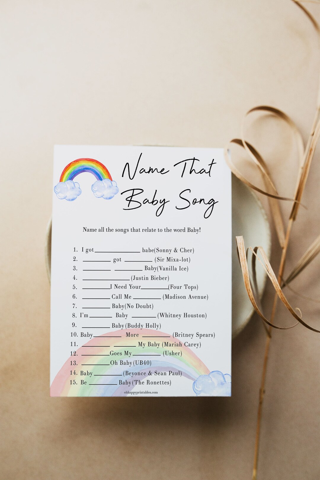 Name That Baby Song Game Printable Baby Shower Games Rainbow - Etsy