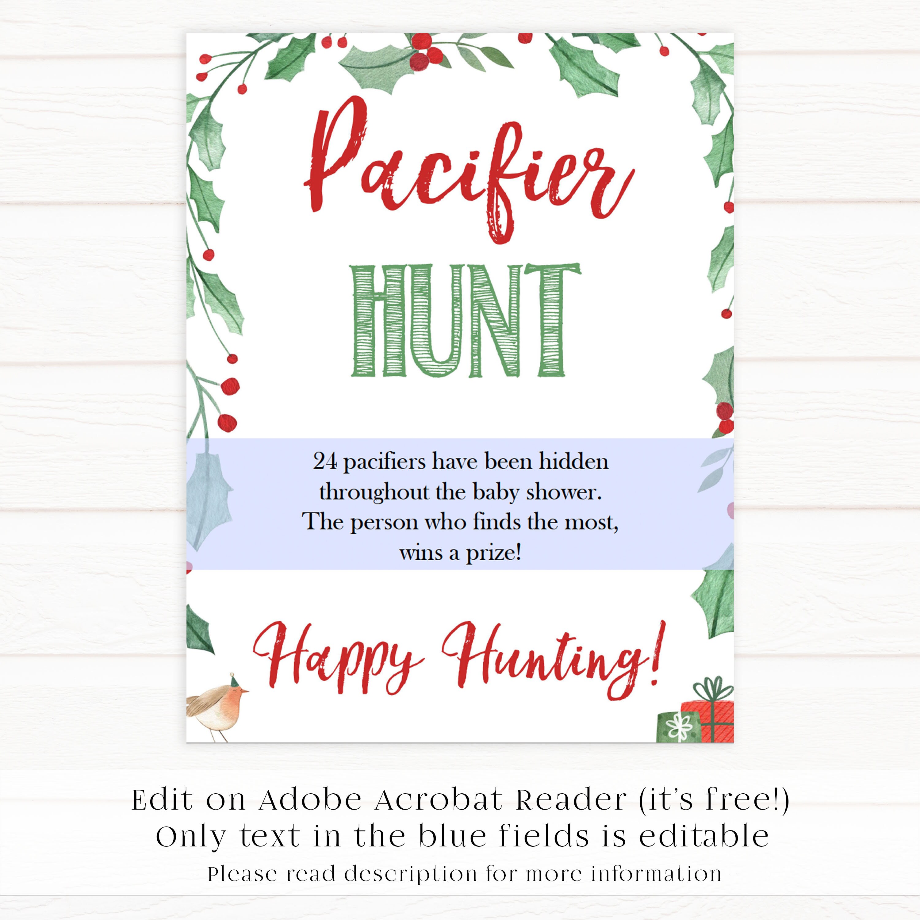 EDITABLE Pacifier Hunt Game Christmas Baby Shower Games | Etsy
