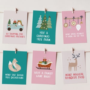 30 Printable Advent Activity Cards for Kids, Colourful Christmas Bucket List Printable, Kids Advent Cards, Instant Download, Advent Cards