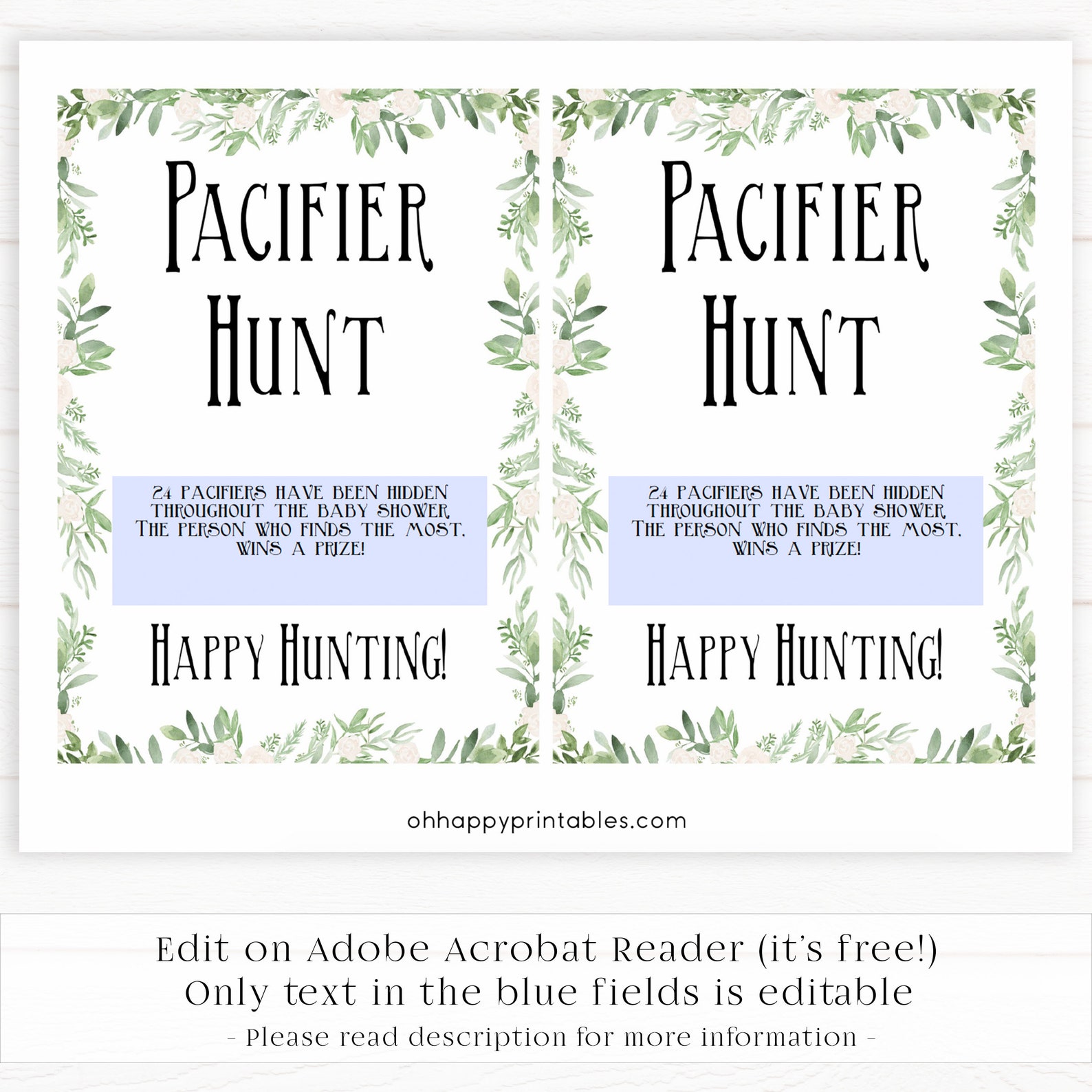 EDITABLE Pacifier Hunt Game Printable Baby Shower Games | Etsy