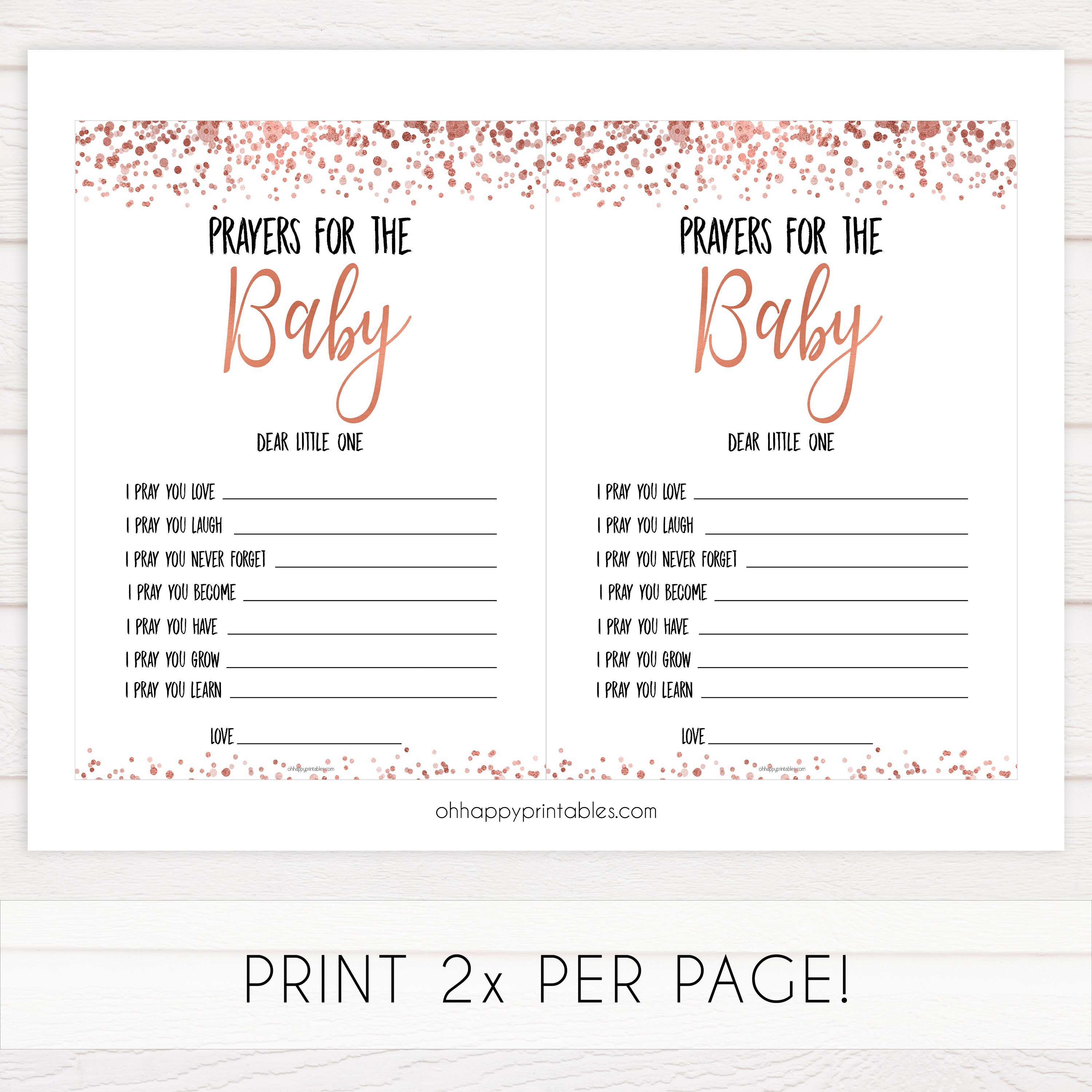 Rose Gold Baby Shower Games Prayers for the Baby Keepsake - Etsy