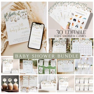 Christmas Baby Shower Bundle, Merry Little Baby Shower Invitation Bundle, Christmas Baby Shower, Winter Baby Shower Editable Templates CW1