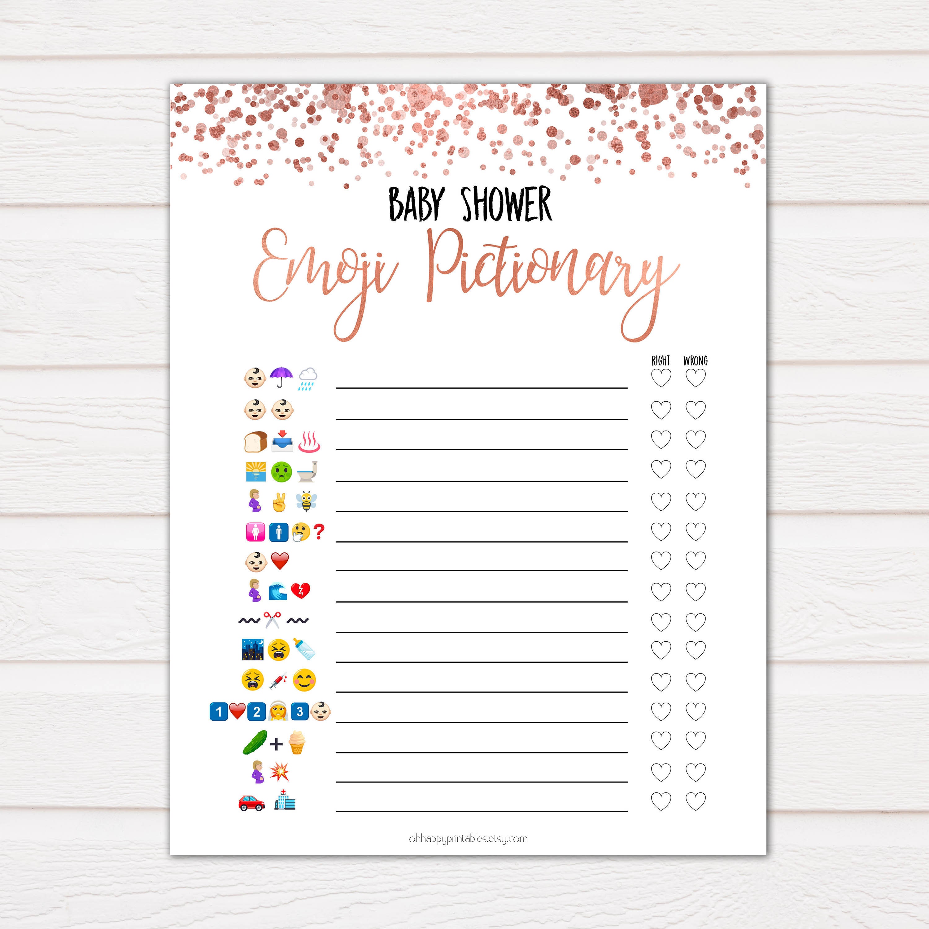 Rose Gold Emoji Pictionary Baby Shower Games Emoji Funny Baby Etsy Rose Gold Emoji Pictionary Baby Shower Games Emoji Funny Baby Etsy