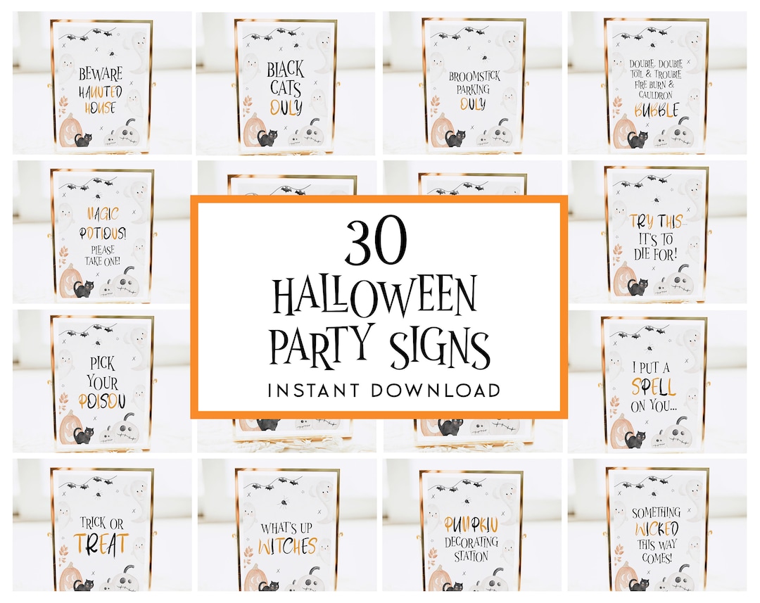 30 Halloween Party Decor Signs Printable Halloween Decor Etsy
