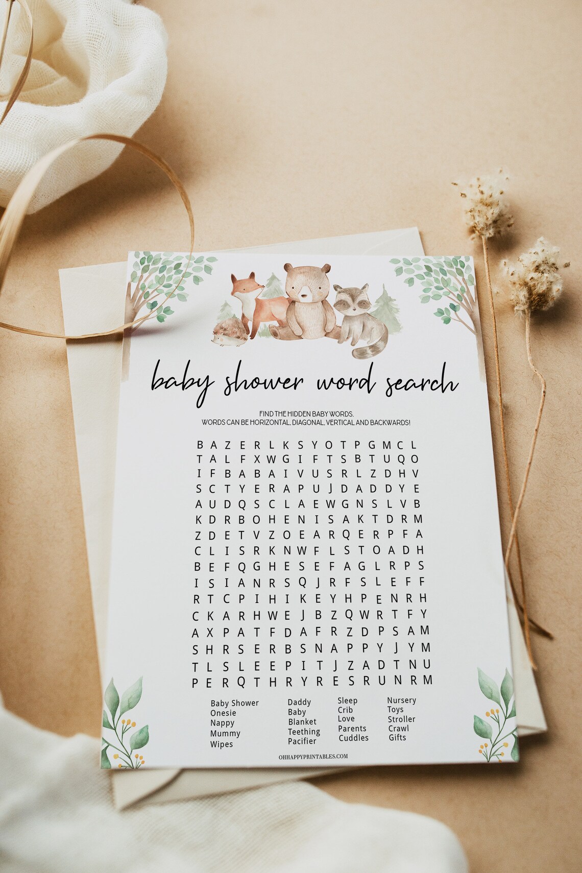 Baby Shower Word Search Game Printable Baby Shower Games | Etsy