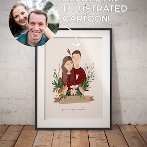 Custom Cartoon Couple Portrait, Digital Download, Personalised Couples Portrait, Wedding Gift for Couples, Engagement Girlfriend Illustrated image 3