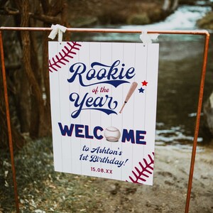 Baseball Birthday Party Welcome Sign Rookie of the Year Welcome Sign ...