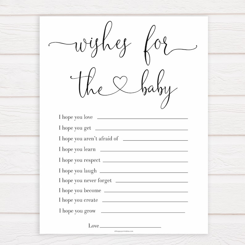 Minimalist Wishes for the Baby Baby Wishes Wishes for the Etsy