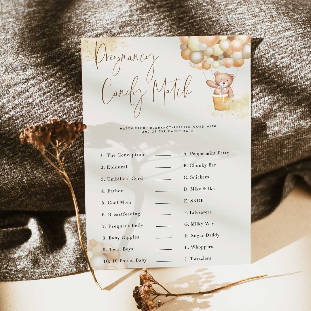 Pregnancy Candy Match Baby Game Printable Baby Shower Games - Etsy