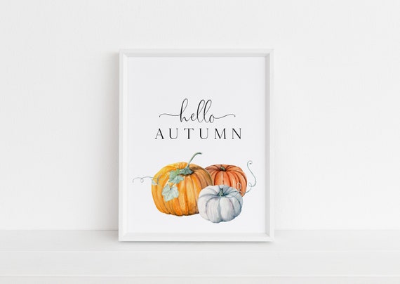 Hello Autumn Printable Sign Fall Decor Printable Fall Decor | Etsy