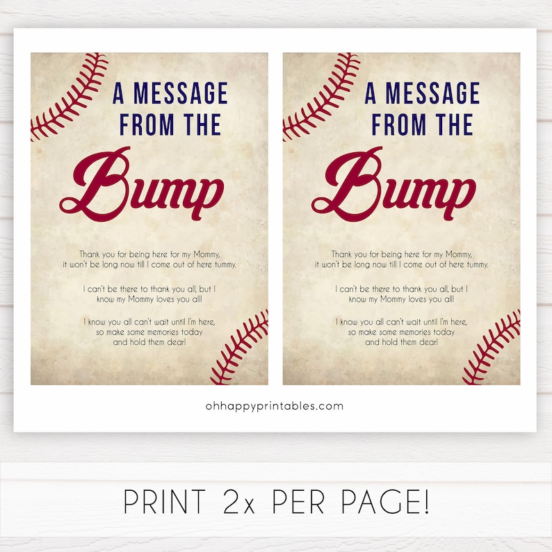 Baseball Message From Baby Baby Shower Signs Baseball Etsy
