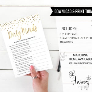 Dirty Minds Bachelorette Party Game, Bachelorette Games, Bachelorette ...