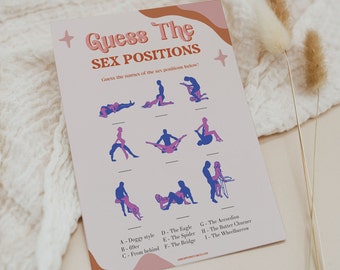 RETRO 70s DIRTY Bachelorette Party Game, Guess the Sex Positions, 70s Modern Rude Bachelorette Games, Printable Games, Hen Party Games, RS2