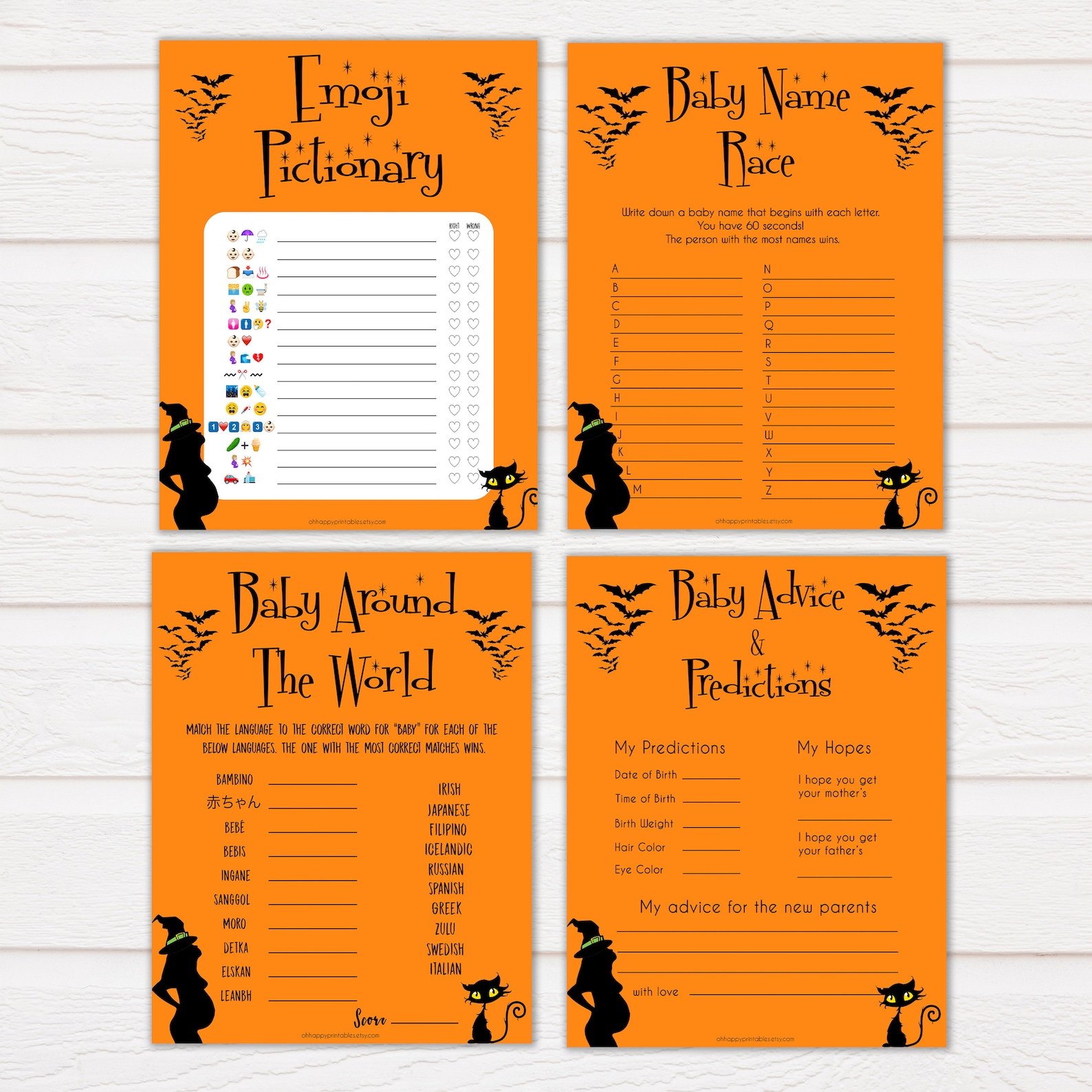 Halloween 10 Baby Shower Games Printable Baby Shower Games - Etsy