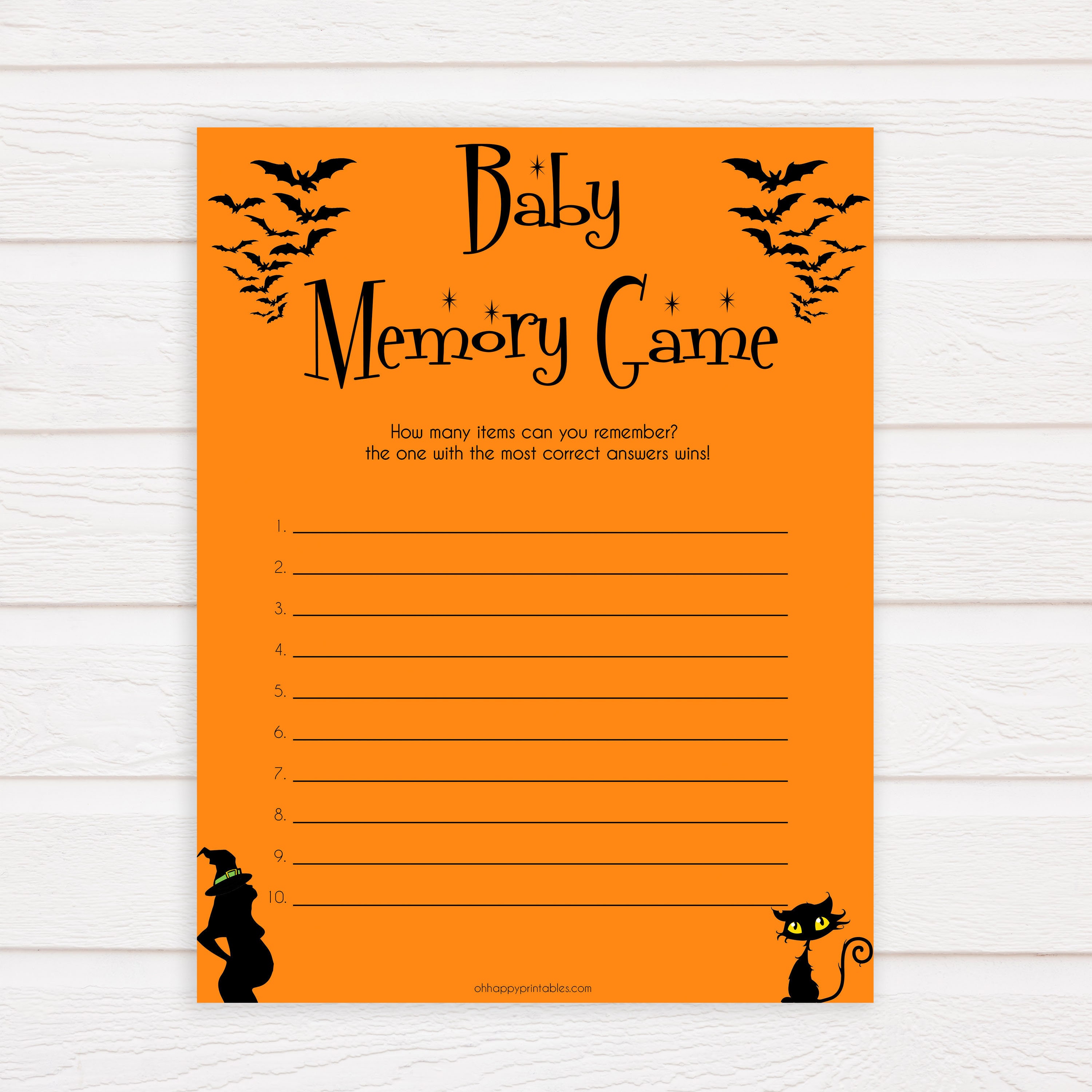 Printable Halloween Baby Shower Games