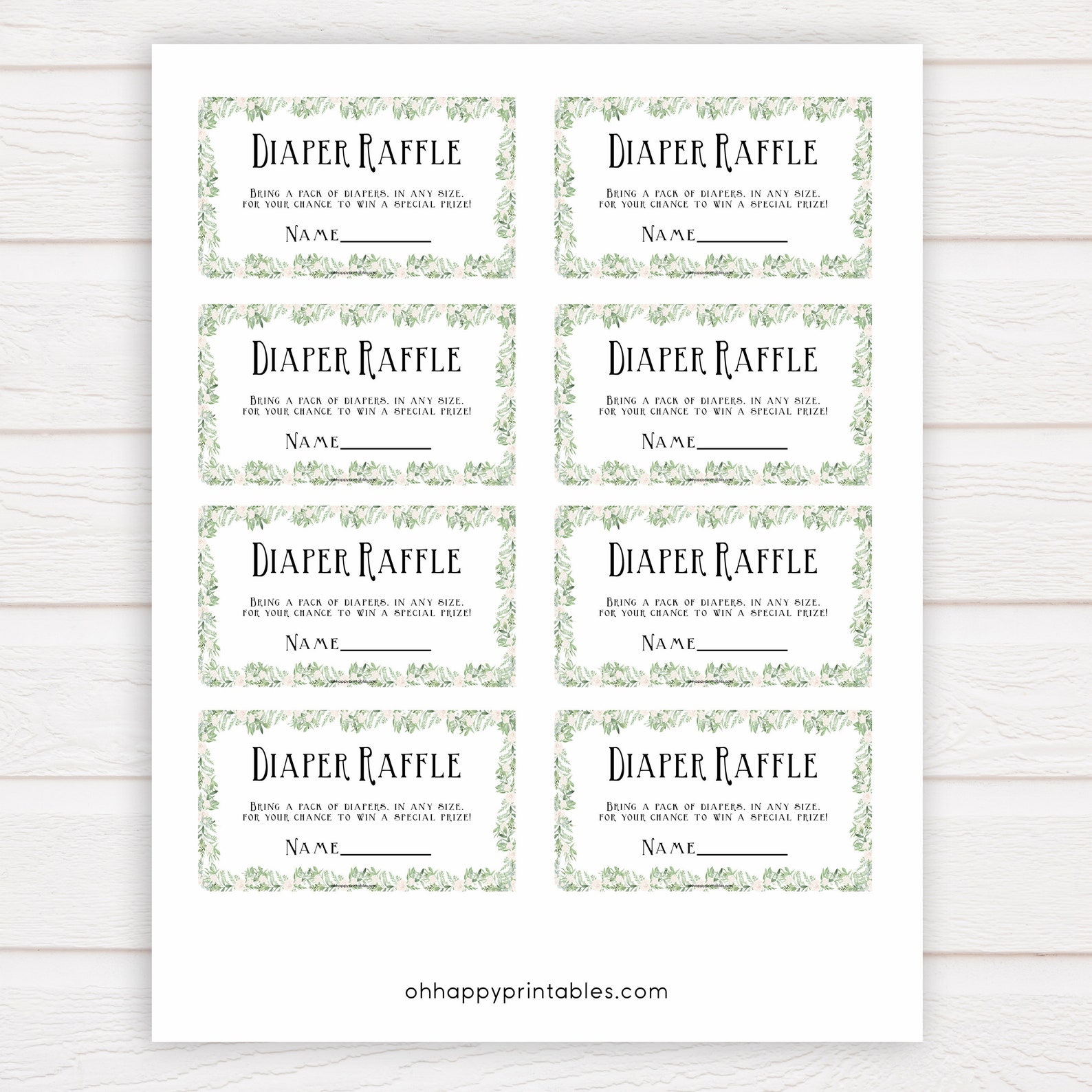 Diaper Raffle Baby Shower Game Printable Baby Shower Games - Etsy