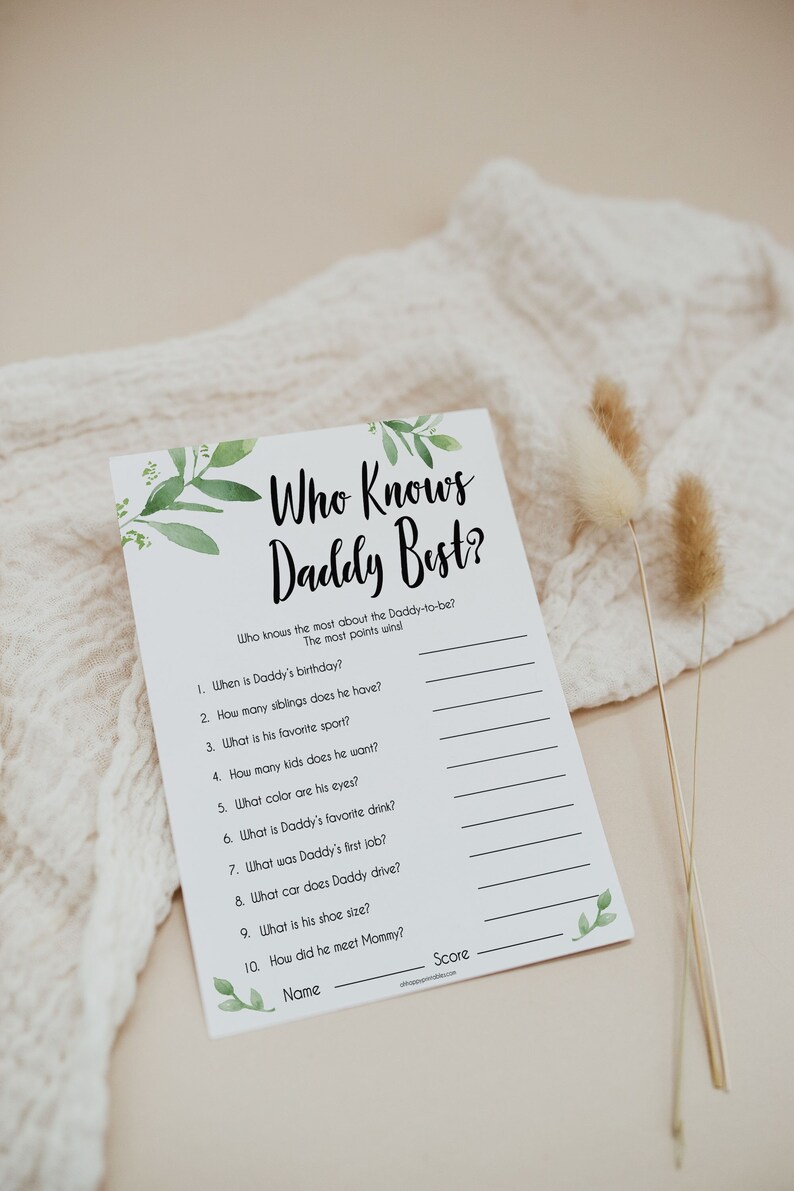 EDITABLE Who Knows Daddy Best Printable Baby Shower Games | Etsy UK