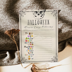Halloween Party Game, Horror Movie Emoji Pictionary, Vintage Halloween Party, Halloween Game Printable, Halloween Party Ideas, Adult HLW