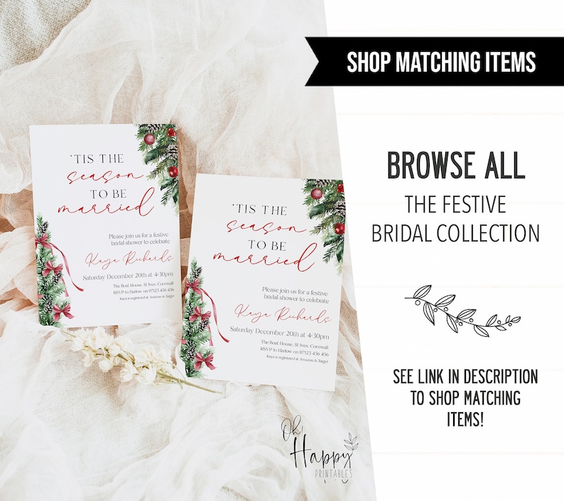 HOLLY Christmas Bridal Shower Welcome Sign, Festive Bridal Shower ...