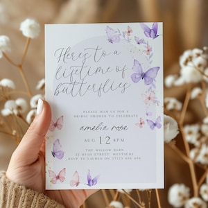 Lifetime of Butterflies Bridal Shower Invite, Editable Butterfly Bridal Shower Party Invitation, Summer Butterfly Bridal Shower Invite LOB