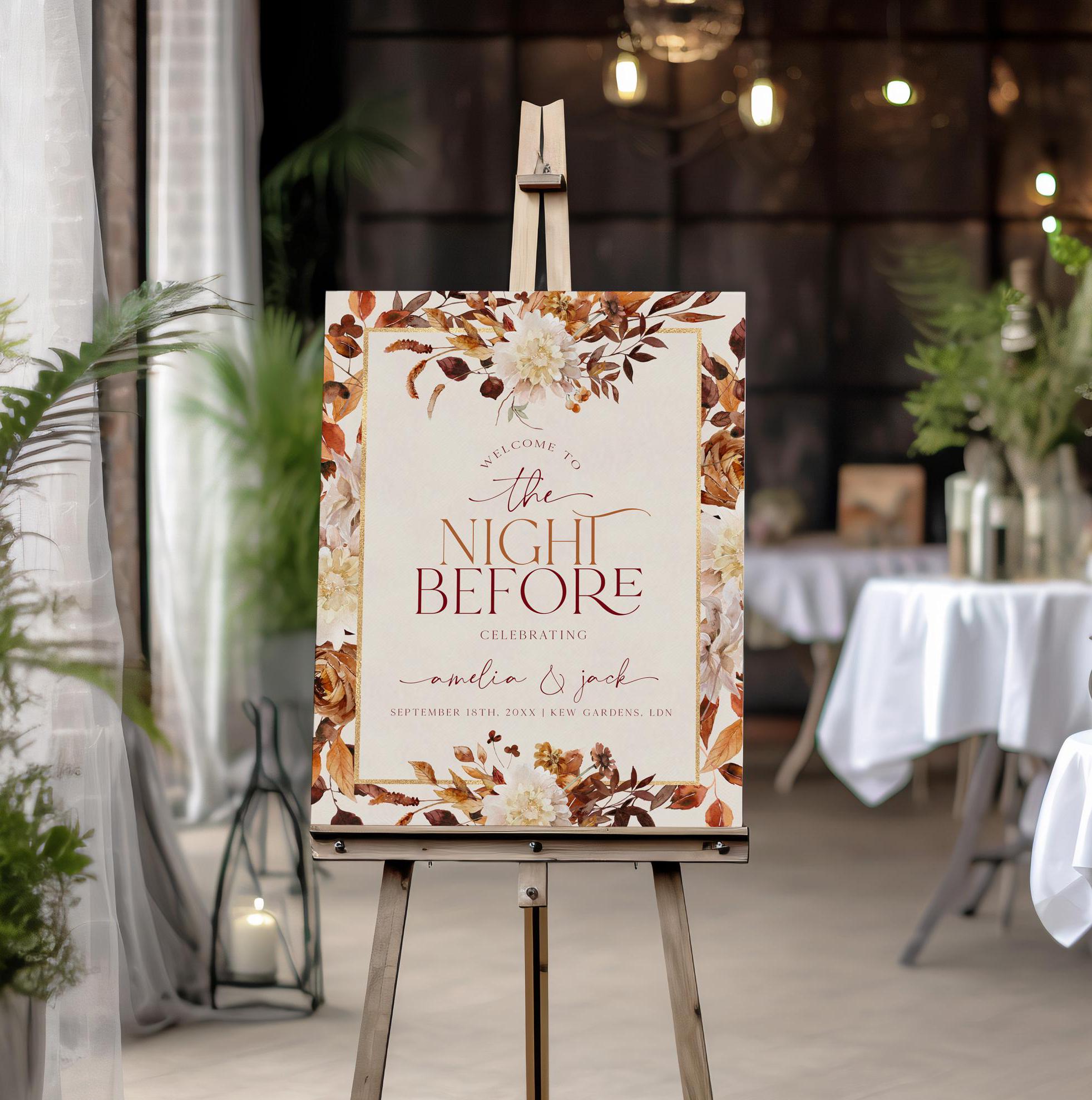 The Night Before Editable Welcome Sign Template, Wedding Rehearsal ...