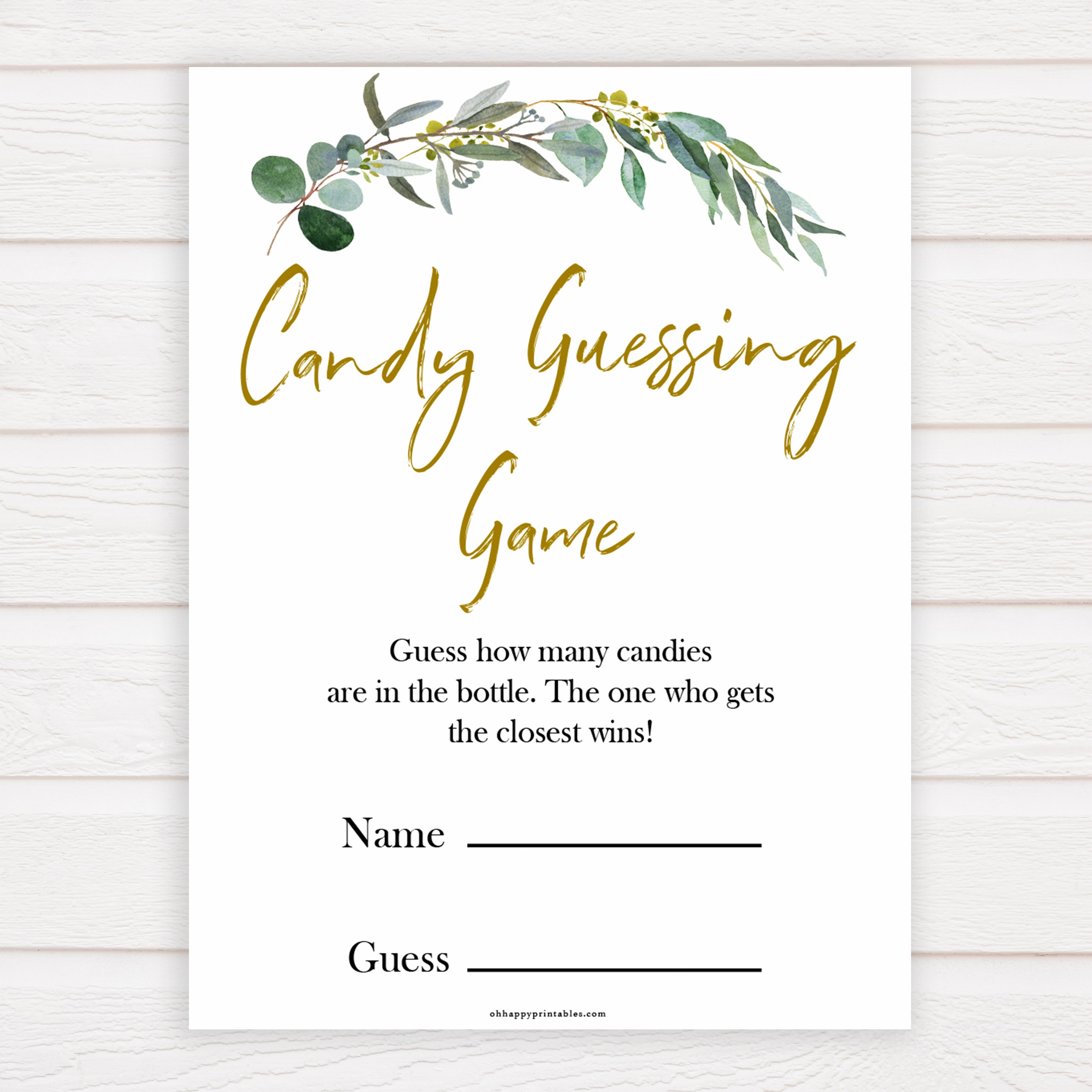 Floral Baby Shower Candy Guessing Game Printable Baby Games | Etsy