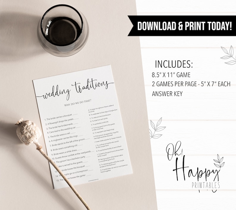 Wedding Traditions Game Bridal Shower Games Why Do We Do Etsy