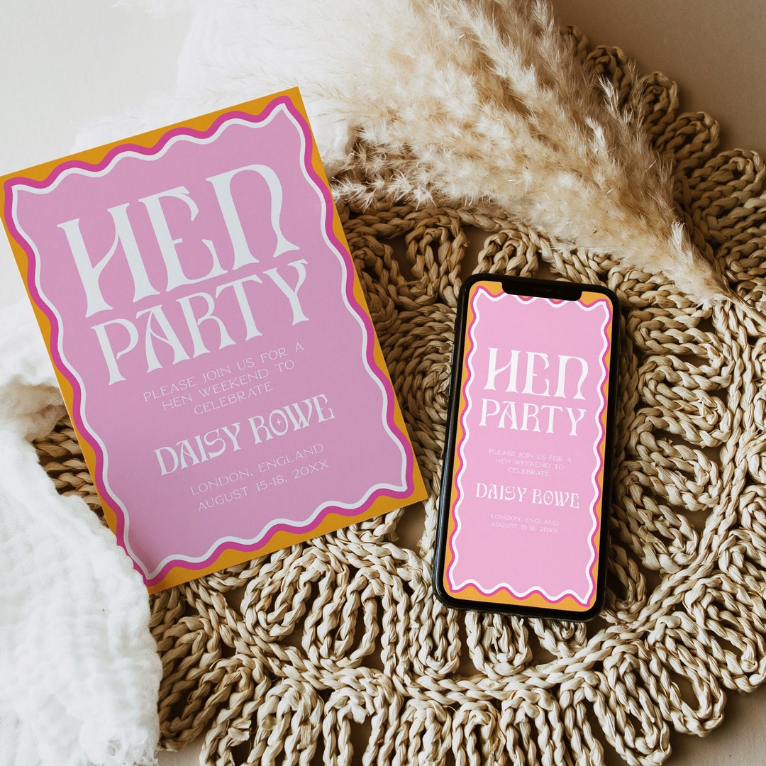 DAISY Pink Hen Party Invitation Itinerary Hen Weekend Invite Pink