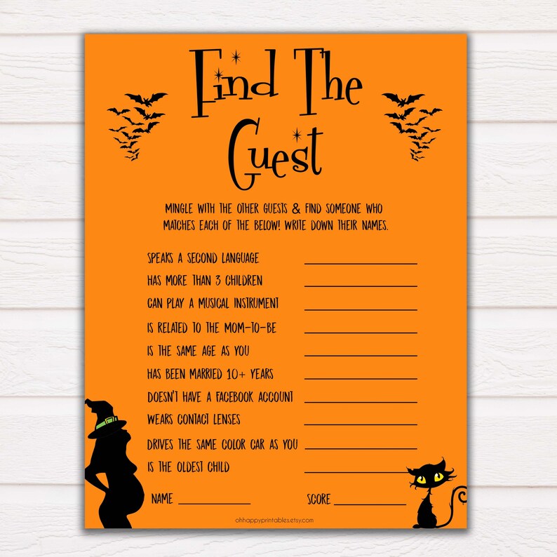 Halloween Find The Guest Baby Shower Game Find the Guest Ice Etsy