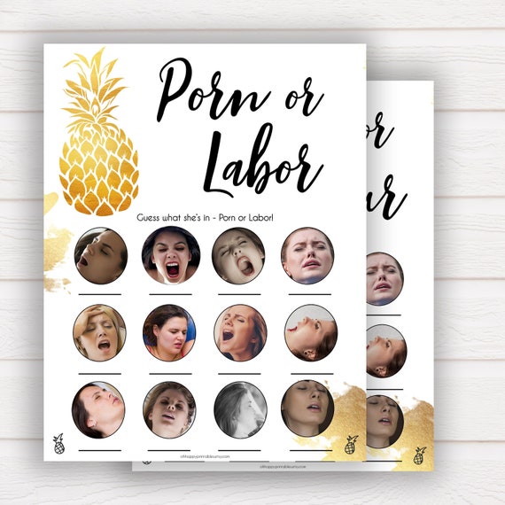 Porn or Labor, Porn or Labour, Porn Labor, Porn Labour, Gold Pineapple,  Funny Baby Shower Games, Labor or Porn, Labor Porn, Porn Labor GP1