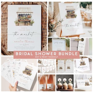 She&#39;s Off The Market Bridal Shower Invitation Bundle Set, Farmer&#39;s Market Bridal Shower, Fresh Off The Market Bridal Shower Bundle SOTM