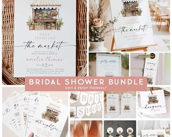 She's Off The Market Bridal Shower Invitation Bundle Set, Farmer's Market Bridal Shower, Fresh Off The Market Bridal Shower Bundle SOTM