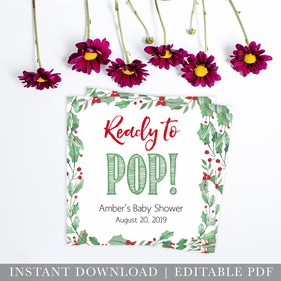 EDITABLE Christmas Baby Shower Ready to Pop Tags, Ready to Pop ...