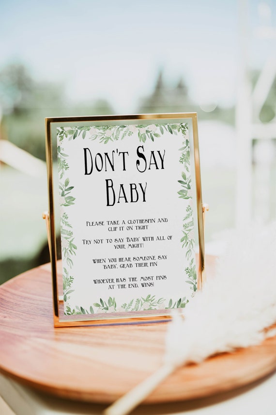 Dont Say Baby Game Printable Baby Shower Games Greenery Baby - Etsy