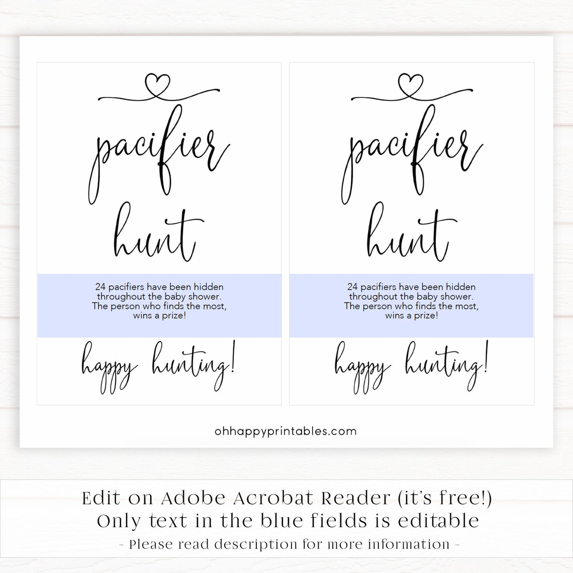 EDITABLE Pacifier Hunt Game Printable Baby Shower Games - Etsy