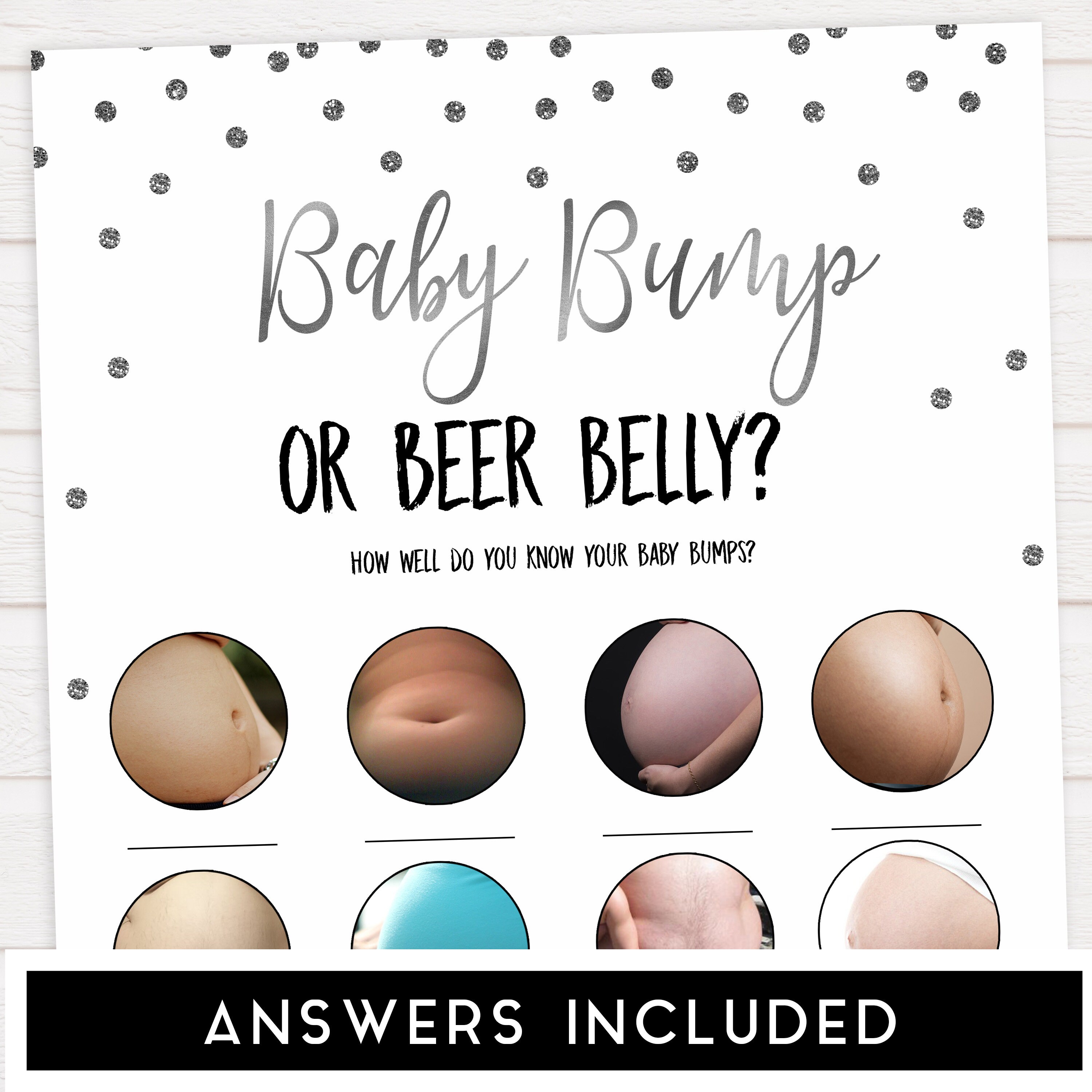 Baby Bump or Beer Belly Baby Shower Games Baby Bump Beer Etsy