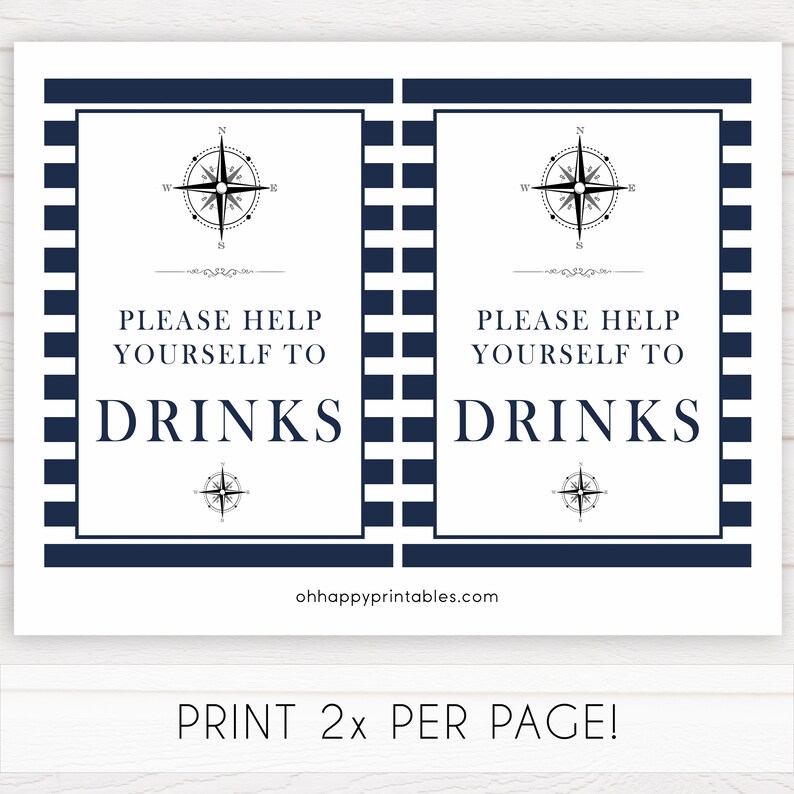 Nautical Drink Baby Shower Signs Drink Baby Shower Sign Etsy