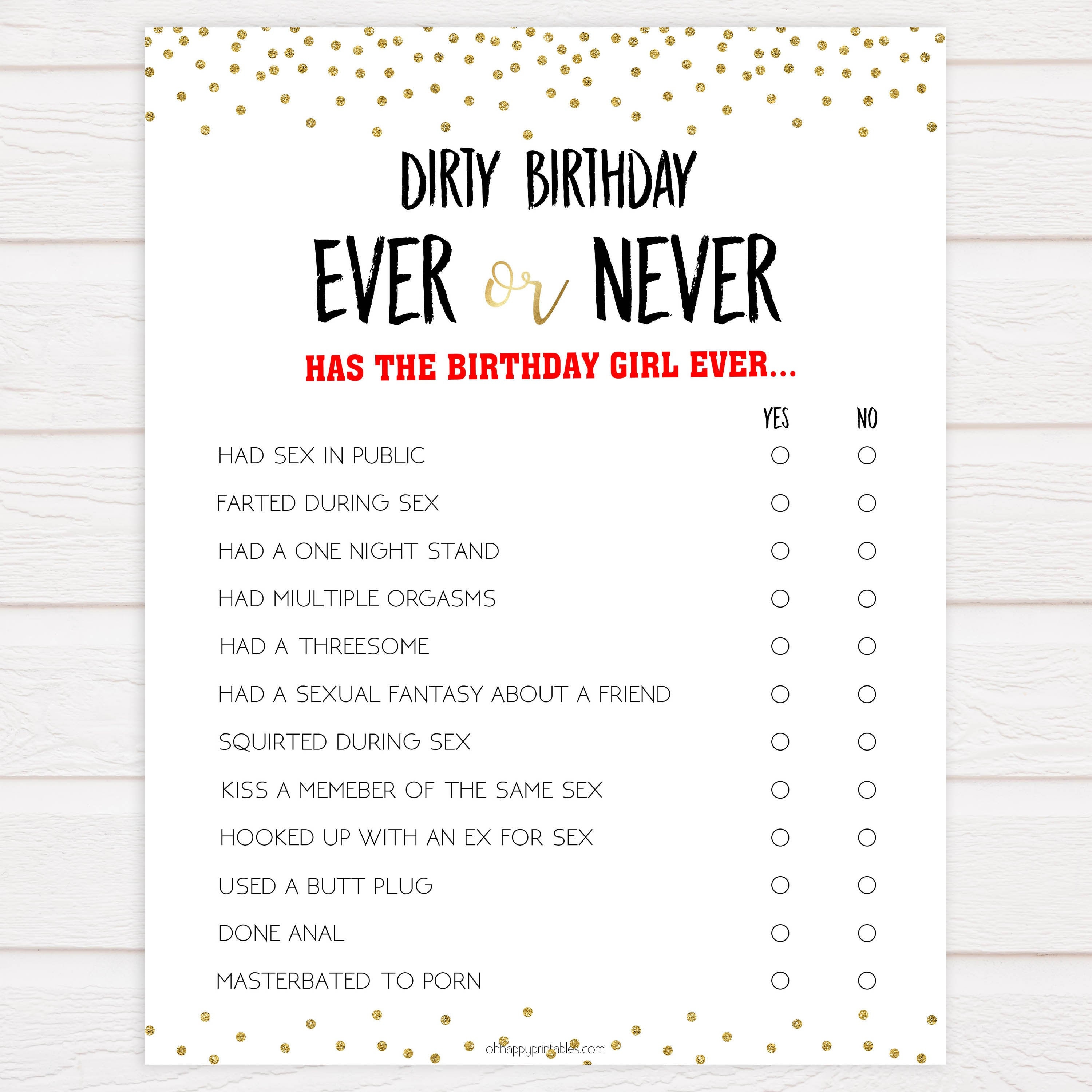 Buy DIRTY Birthday Ever or Never Game Gold Have I Ever Birthday Online in  India - Etsy