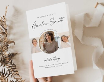 Funeral Program Template , Minimal Memorial Program, Editable Memorial Service Template, Celebration of Life Template, Funeral Template FNR