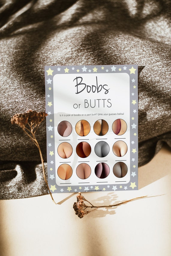 Stars Baby Shower, Boobs or Butts Game, Printable Baby Shower Games, Boobs  or Butts Game, Baby Shower Games, Boob Baby Game, Baby Games GS1 