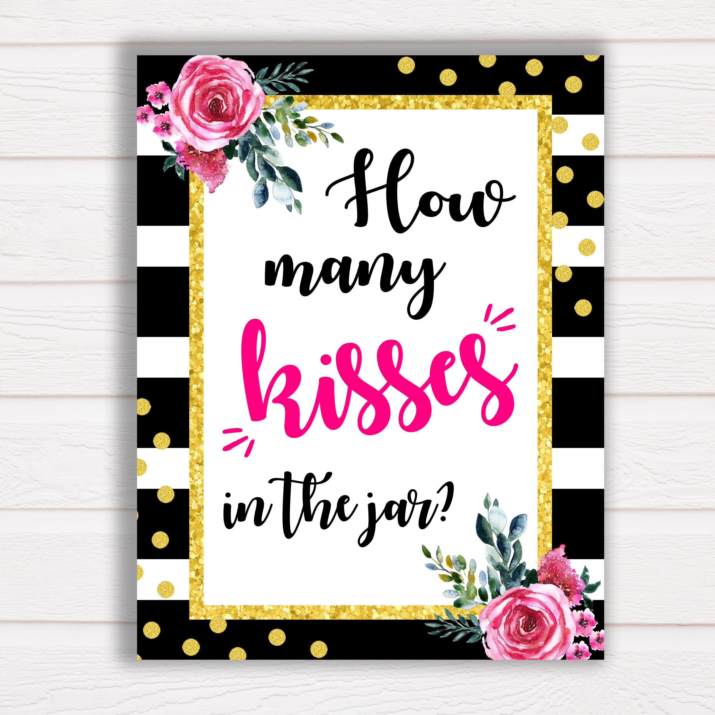 Guess How Many Kisses Printable How Many Kisses in Jar | Etsy