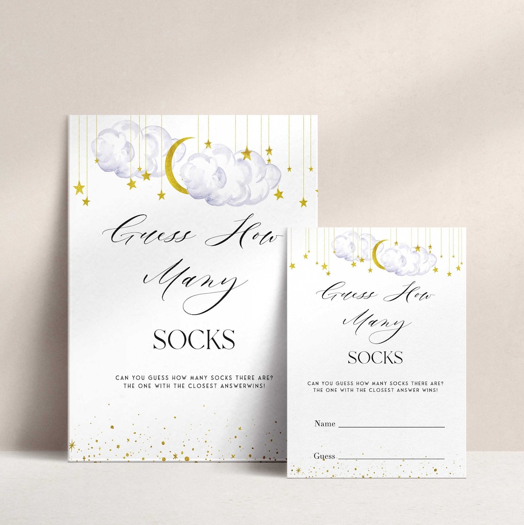 Guess the Number of Socks Game, Printable Baby Shower Games, Twinkle ...
