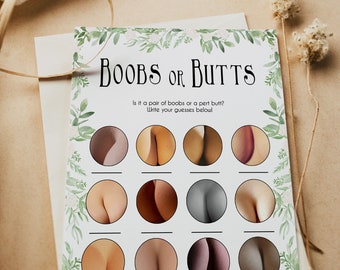 Boobs or Butts Baby Game, Printable Baby Shower Games, Greenery Baby Shower  Games, Boobs or Butts Game, Botanical Baby Shower Games GL18