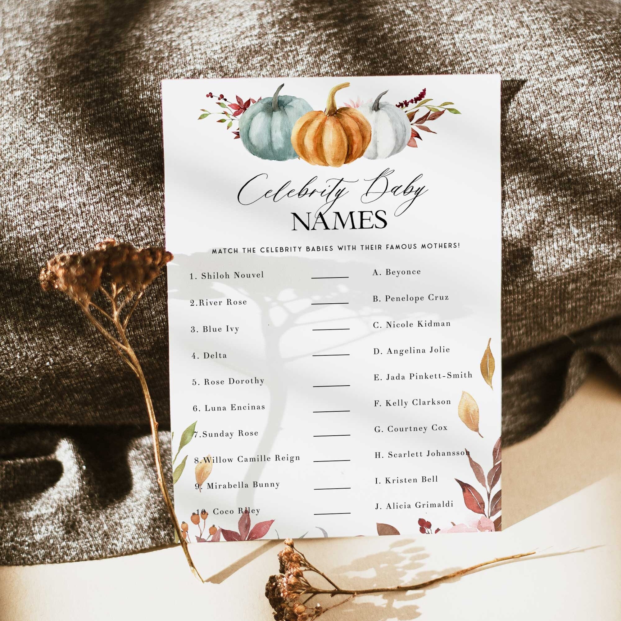 LITTLE PUMPKIN Celebrity Baby Names Editable Baby Shower - Etsy 日本