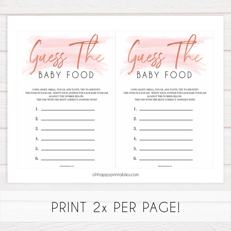 Guess the Baby Food Game Printable Baby Shower Game Pink - Etsy
