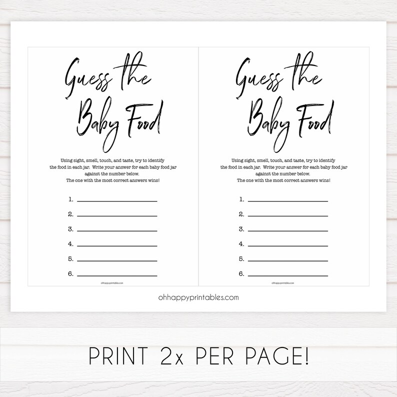 Guess the Baby Food Game Printable Baby Shower Games Guess | Etsy UK