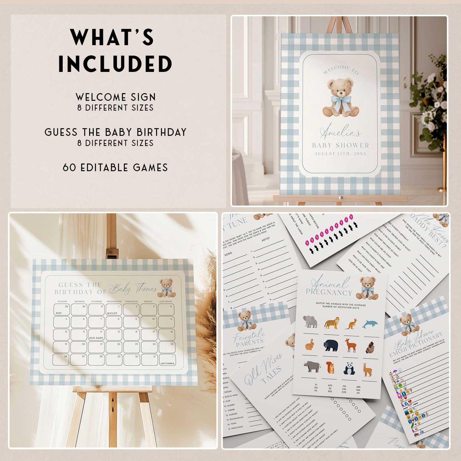 We Can Bearly Wait Baby Shower Party Bundle Printable, Teddy Bear Baby ...
