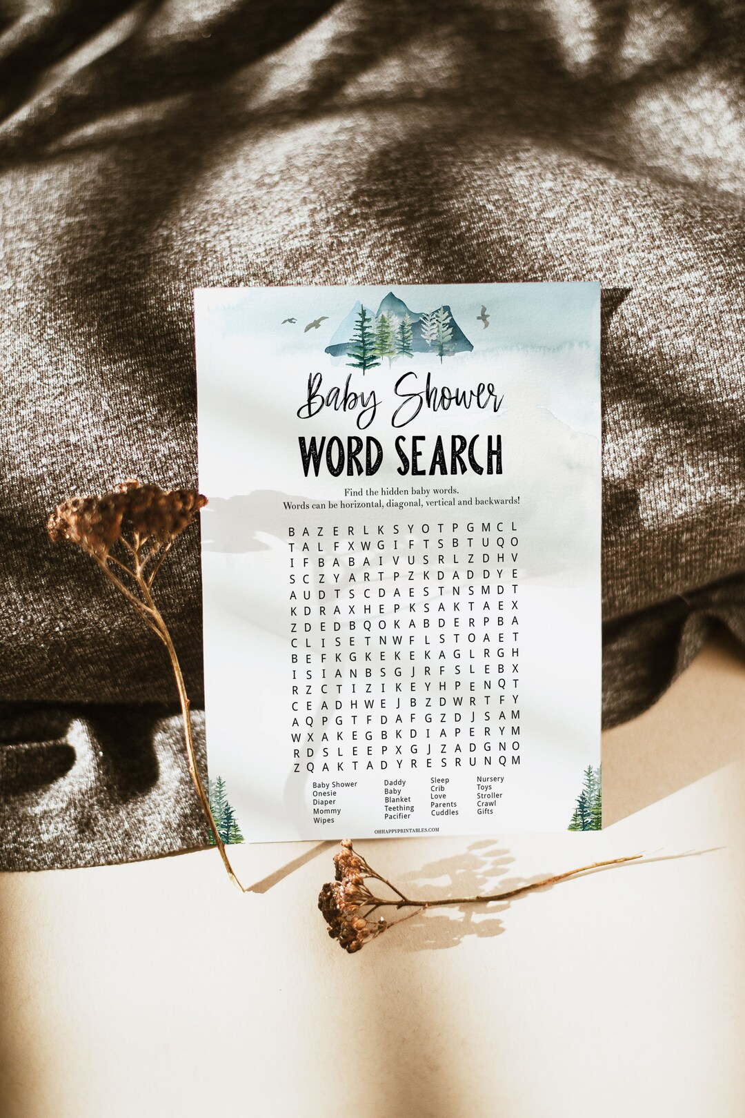 Baby Shower Word Search Game Printable Baby Shower Games - Etsy