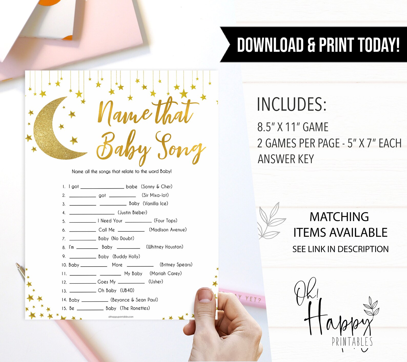 Name That Baby Song Game Printable Baby Shower Games Twinkle - Etsy